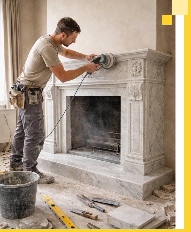 Изготовление и установка мраморных каминов в Братске под ключ