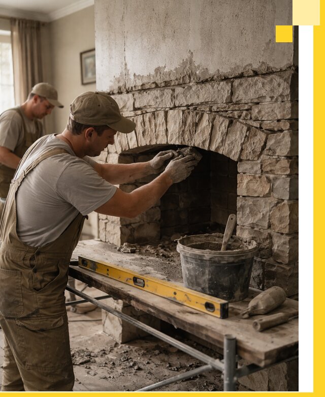 Изготовление каминов под ключ в Братске, монтаж и отделка