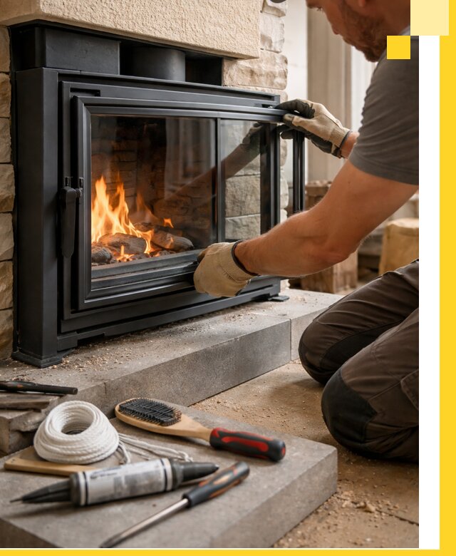 Производство, монтаж и доставка каминов со стеклом в Братске