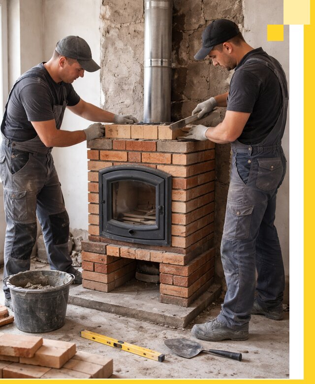 Монтаж печи камина под ключ в Братске с гарантией и пусконаладкой