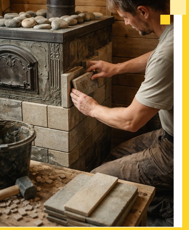 Облицовка банных печей в Братске профессиональная отделка