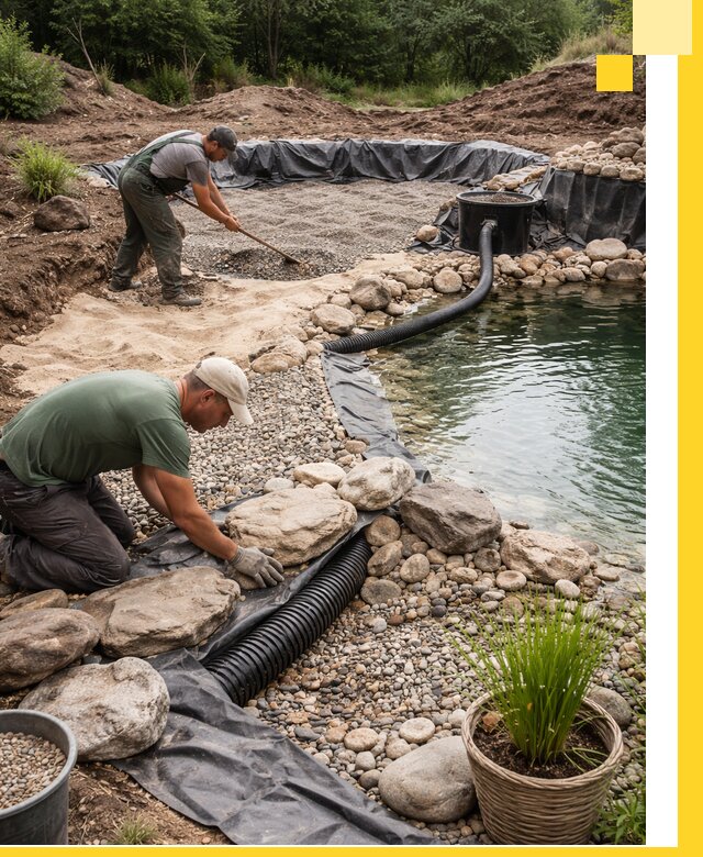 Строительство природных бассейнов и озер в Братске под ключ
