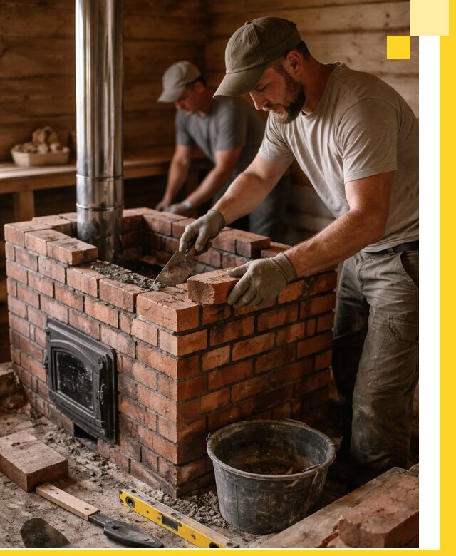 Кирпичные печи для бани под ключ в Братске, проект и монтаж