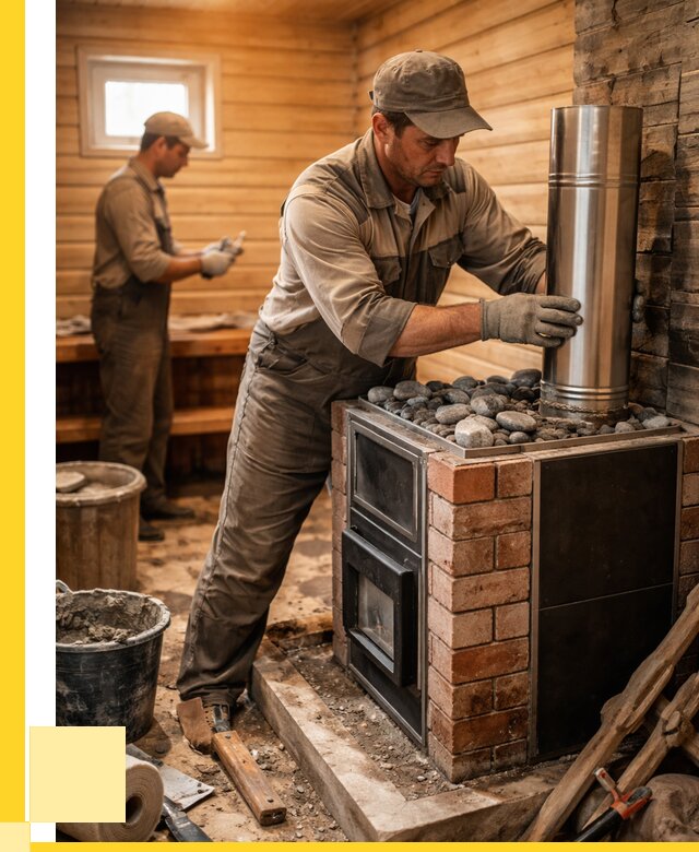 Монтаж печи в бане под ключ в Братске от 20408 р. | ЭриданБрт