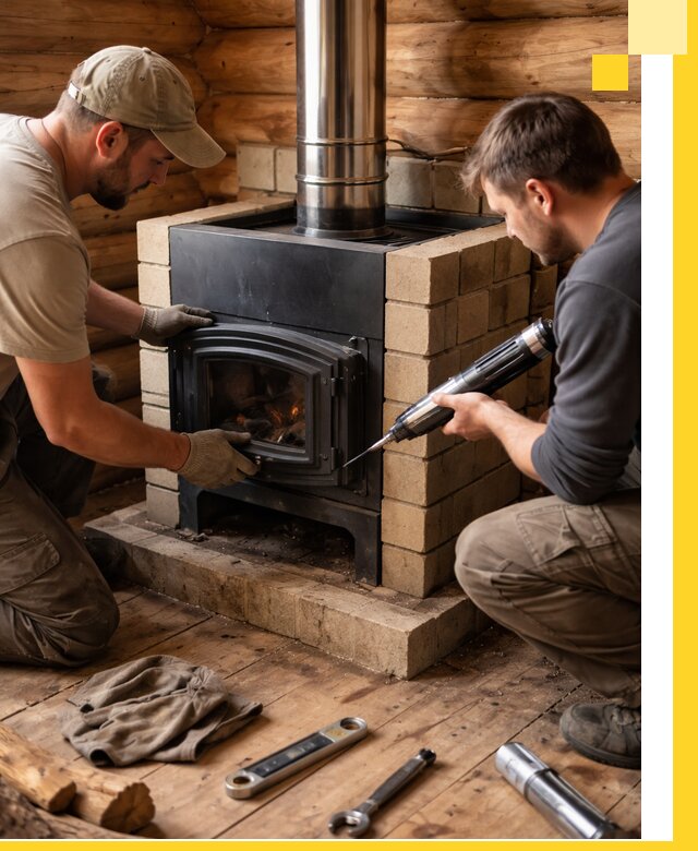 Монтаж и установка печи в бане под ключ с гарантией в Братске