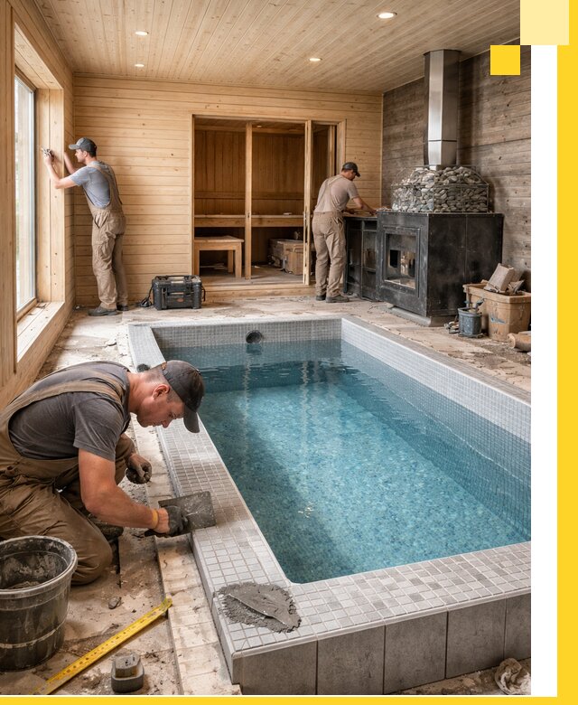 Проект бани с бассейном и сауной в Братске под ключ