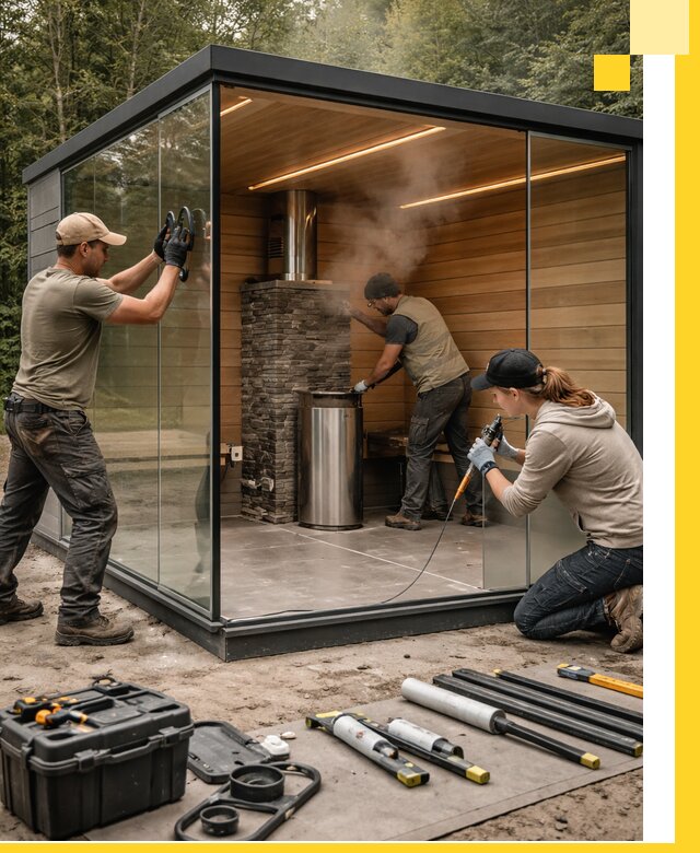 Проектирование и строительство стеклянных бань в Братске