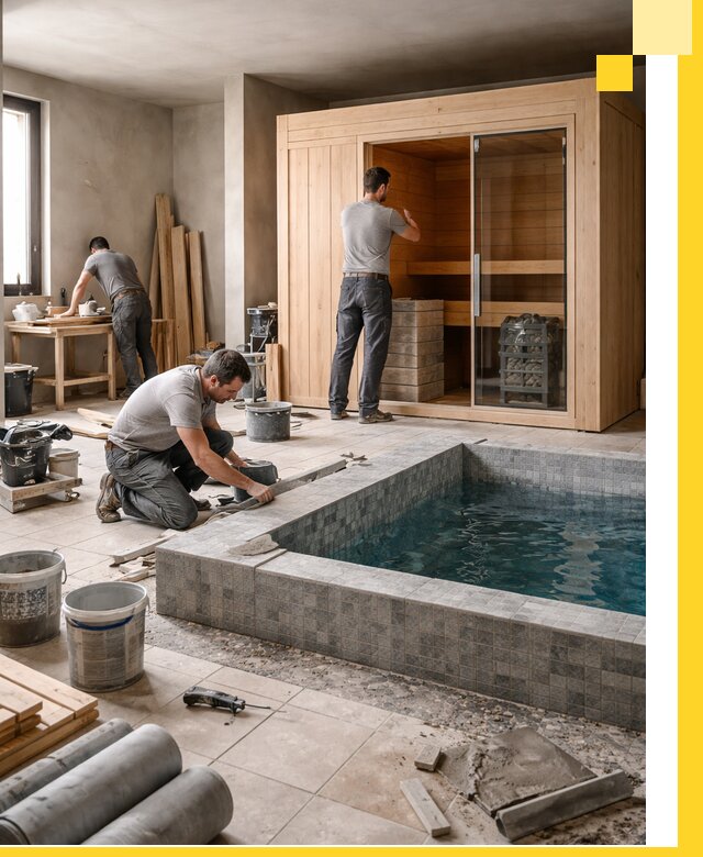 SPA зоны под ключ с бассейном сауной и печью в Братске